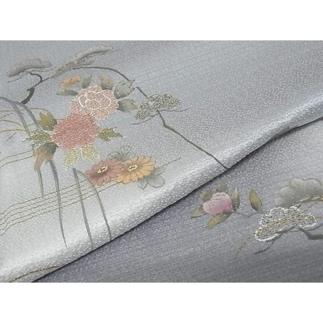 平和屋-こころ店■訪問着　刺繍　枝花文　暈し染　金彩　着丈153.5cm　裄丈64cm　正絹　逸品　B-wt9198