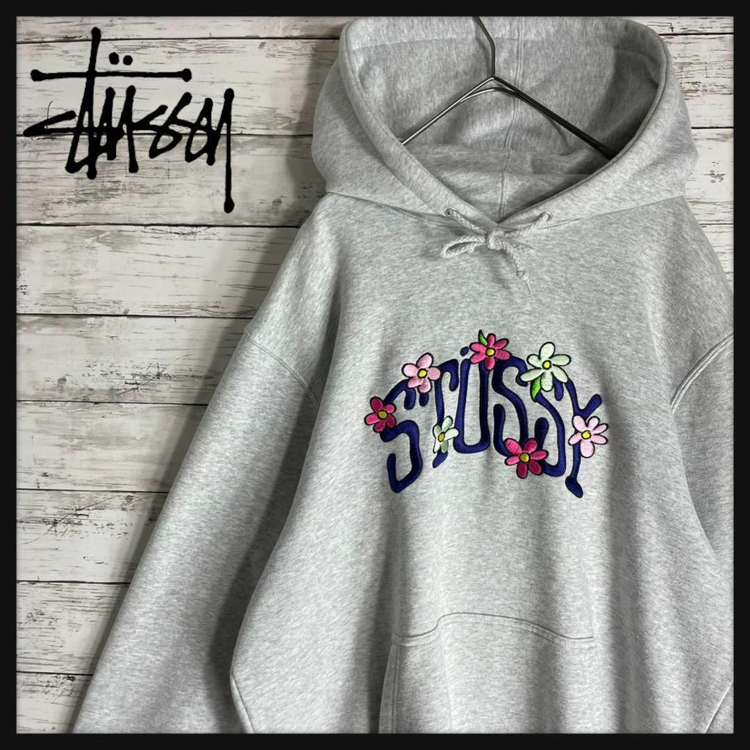 STUSSY ジップパーカー 刺繍ロゴ