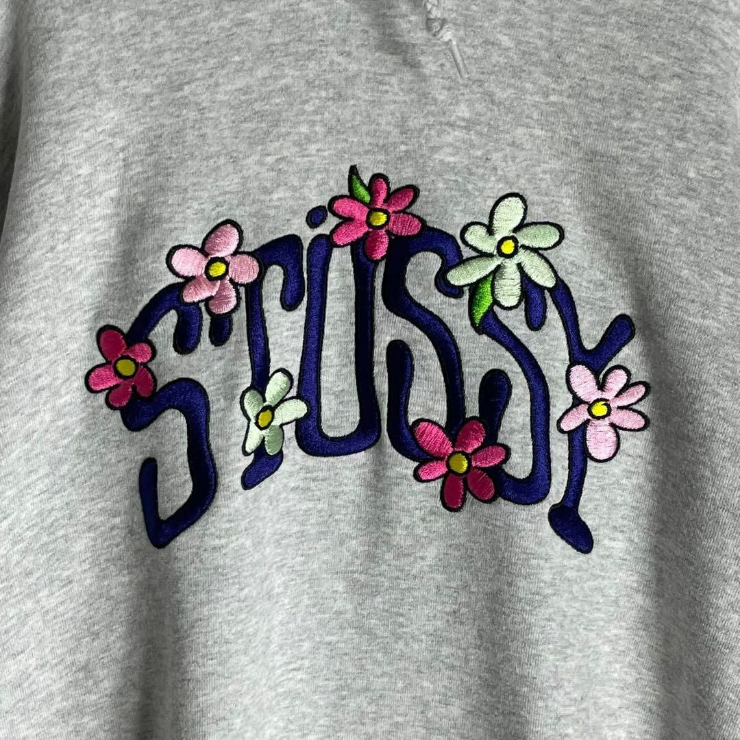 【即完売品】STUSSY ステューシー 花柄 刺繍ロゴ 入手困難 パーカー 希少