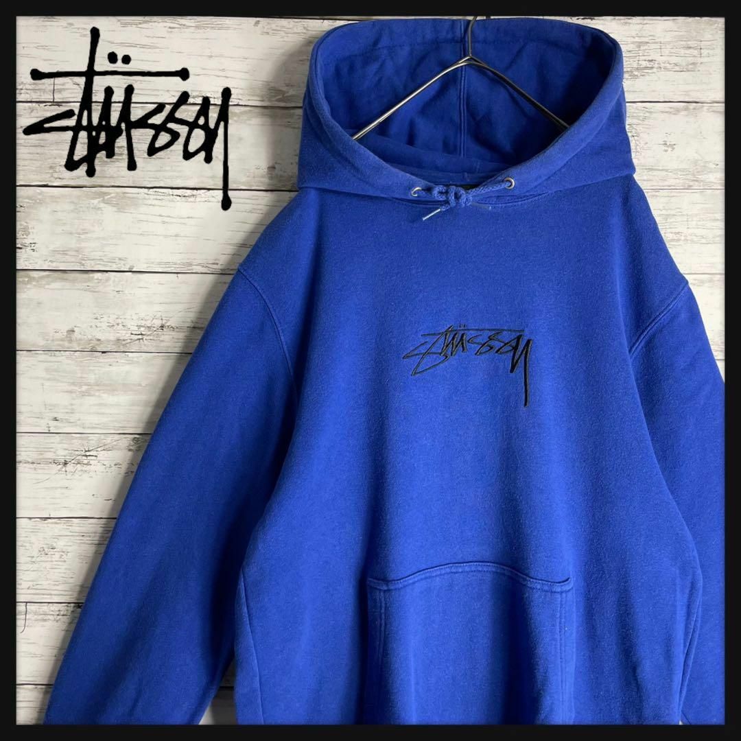 STUSSY - 【希少デザイン】ステューシー パーカー センター刺繍ロゴ 即