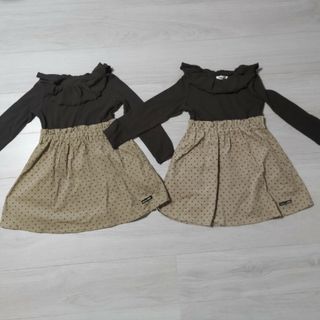 ノイユエームべべ(Noeil aime BeBe)の【新品訳あり】未使用/双子コーデ/110/ワンピース(ワンピース)