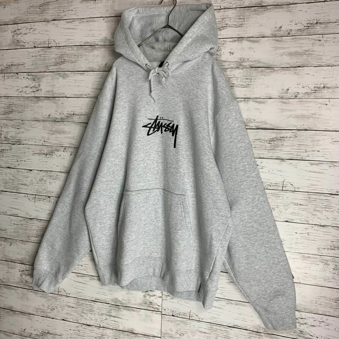 希少 Stussy 刺繍ロゴ センターロゴ パーカー フーディー