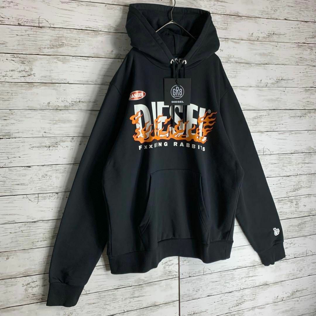 【新品タグ付】DIESEL FR2 パーカー　ファイヤーパターン　希少デザイン