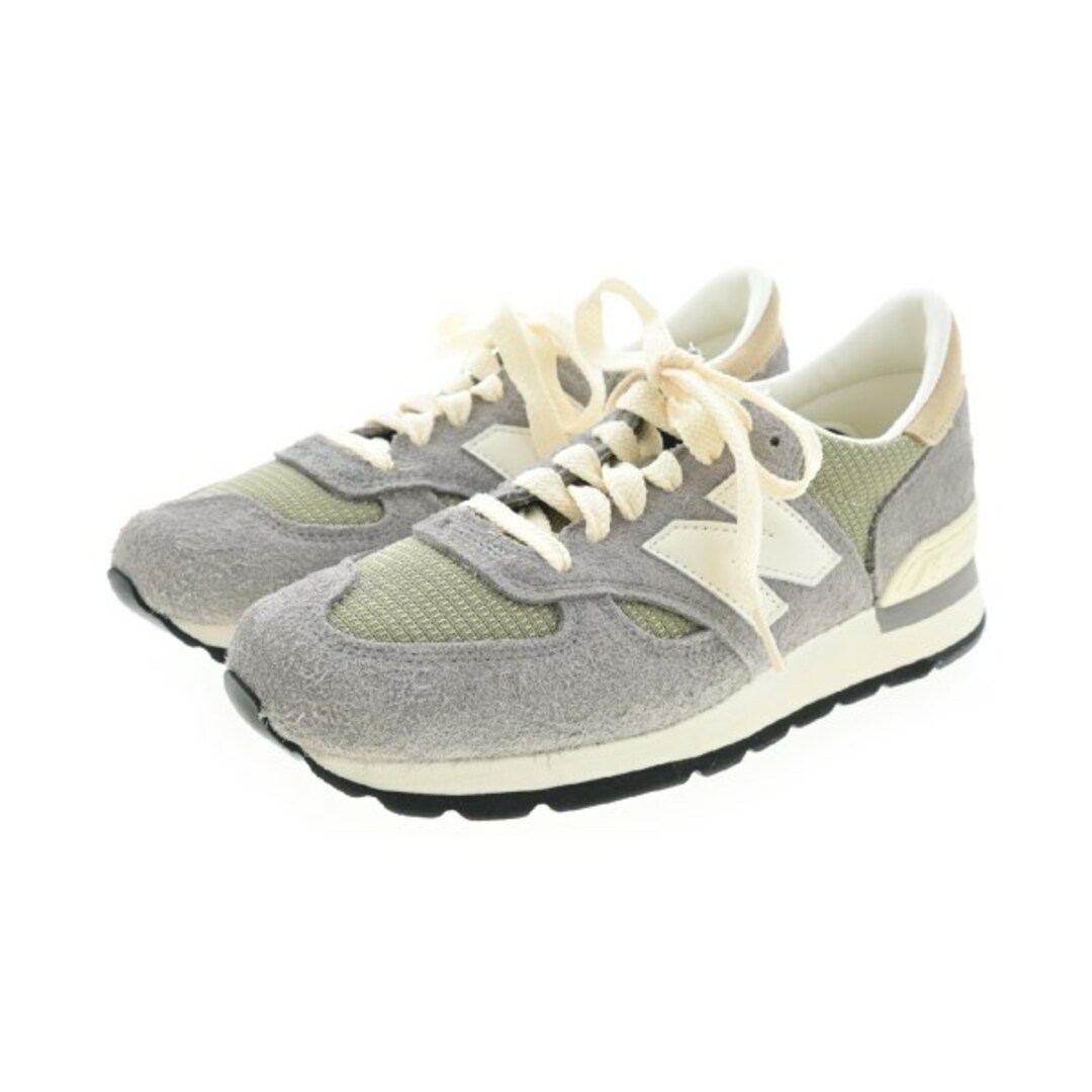 New Balance スニーカー 27cm グレーx緑系xベージュ