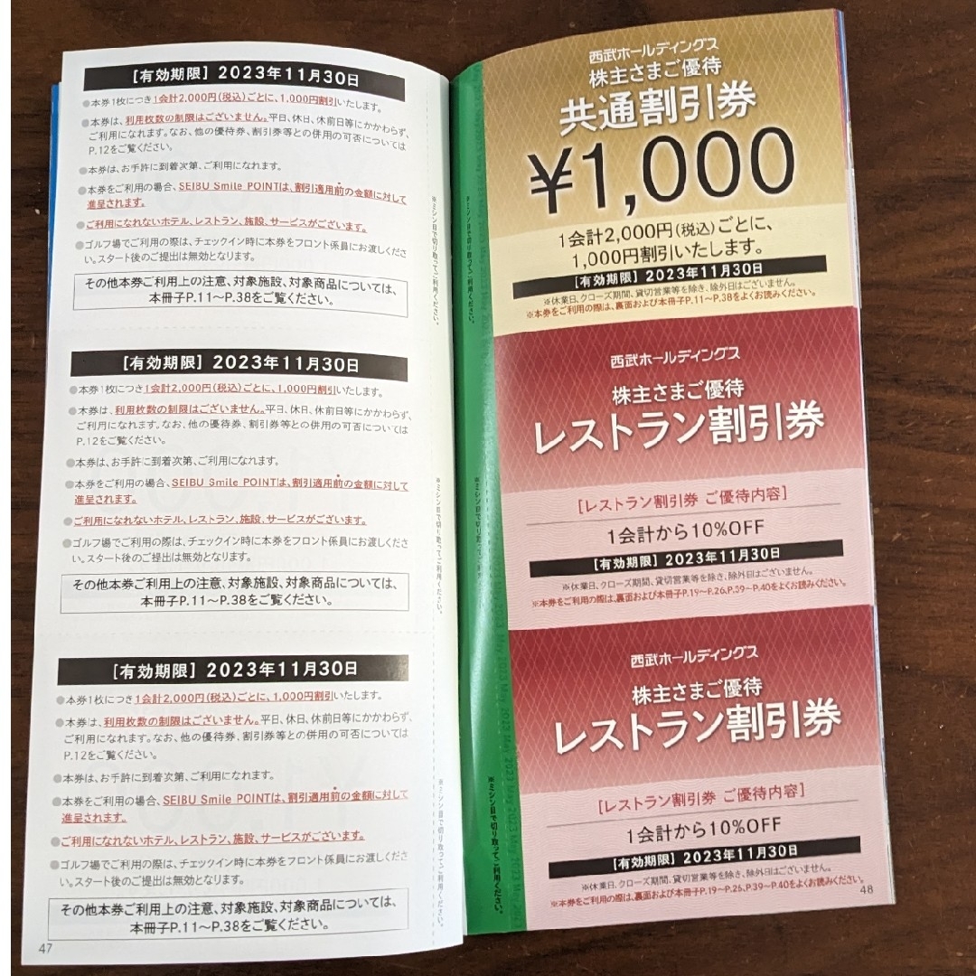 西武ホールディングス　株主優待券【匿名配送】 チケットの優待券/割引券(その他)の商品写真