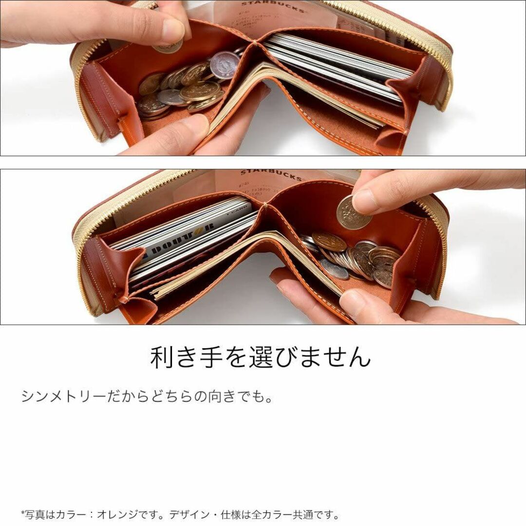【色: ライトブラウン】HUKURO 二つ折り 大きく開く小さな 財布 メンズ 1