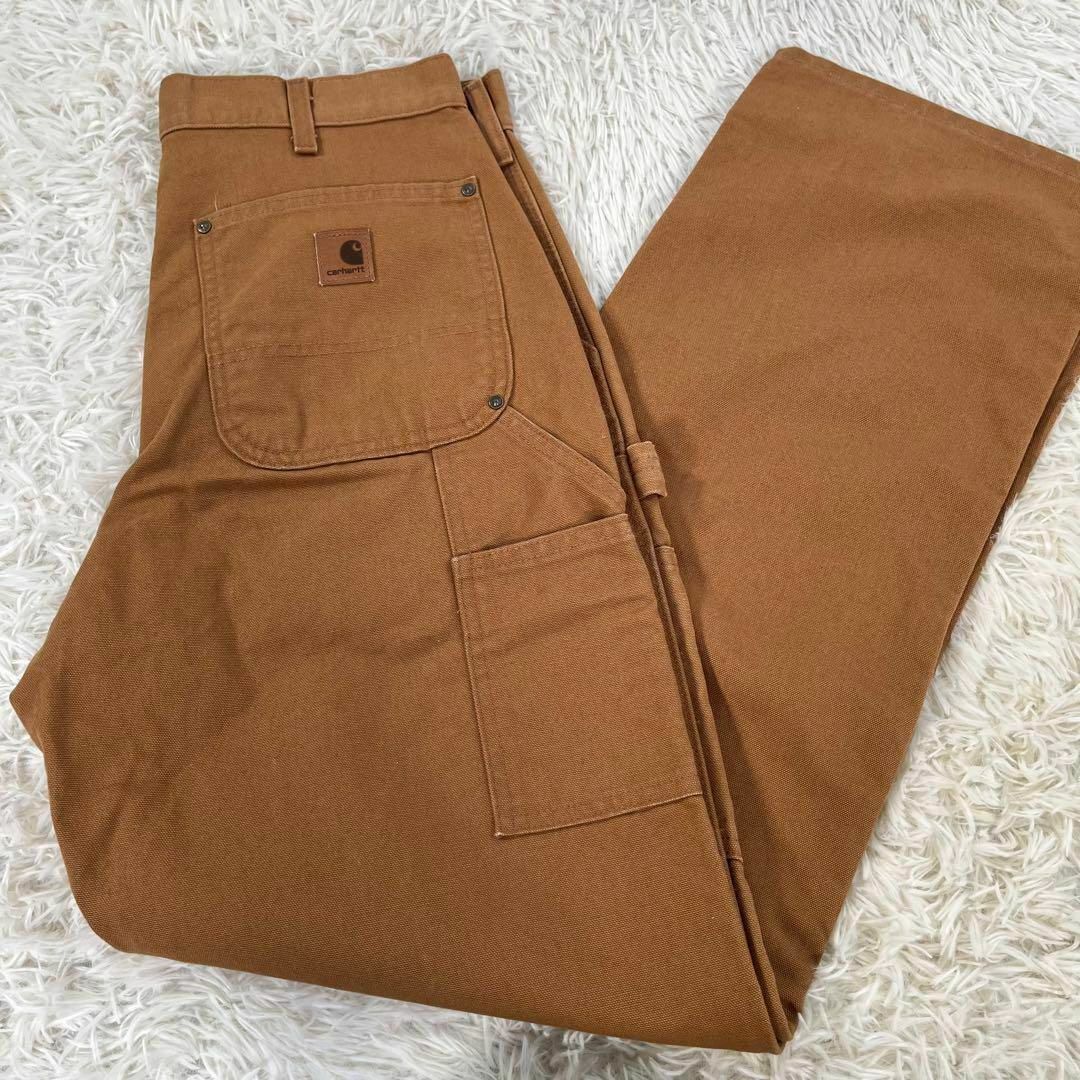 【美品】carhartt ペインター パンツ　ダブルニー　ダック地　ロゴ革パッチ 6