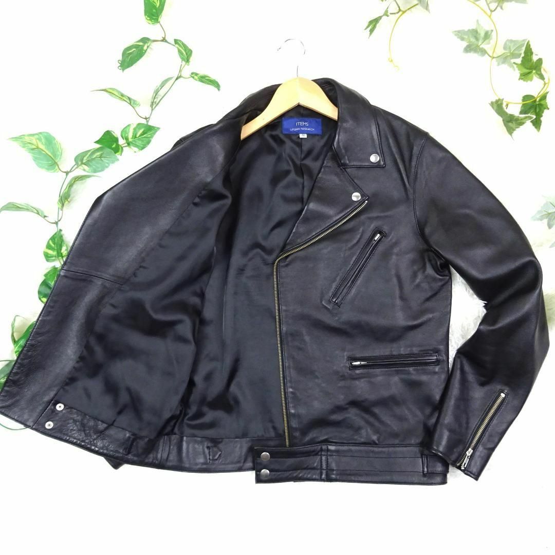 美品 アーバンリサーチ ラムレザー ダブルライダースジャケット 羊革 40 黒