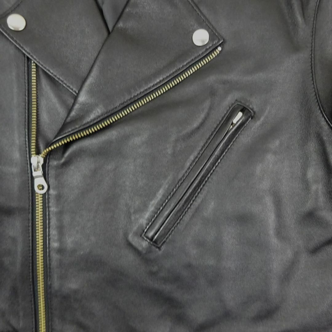 美品 アーバンリサーチ ラムレザー ダブルライダースジャケット 羊革 40 黒