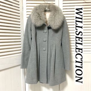 ウィルセレクション(WILLSELECTION)の極美品　ウィルセレクション　くるみボタン　Aライン　コート　フォックスファー　1(毛皮/ファーコート)