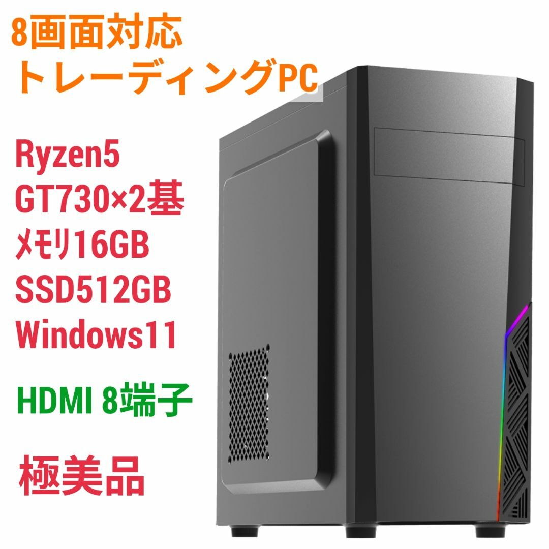 8画面対応 トレーディングPC Ryzen メモリ16G SSD512G