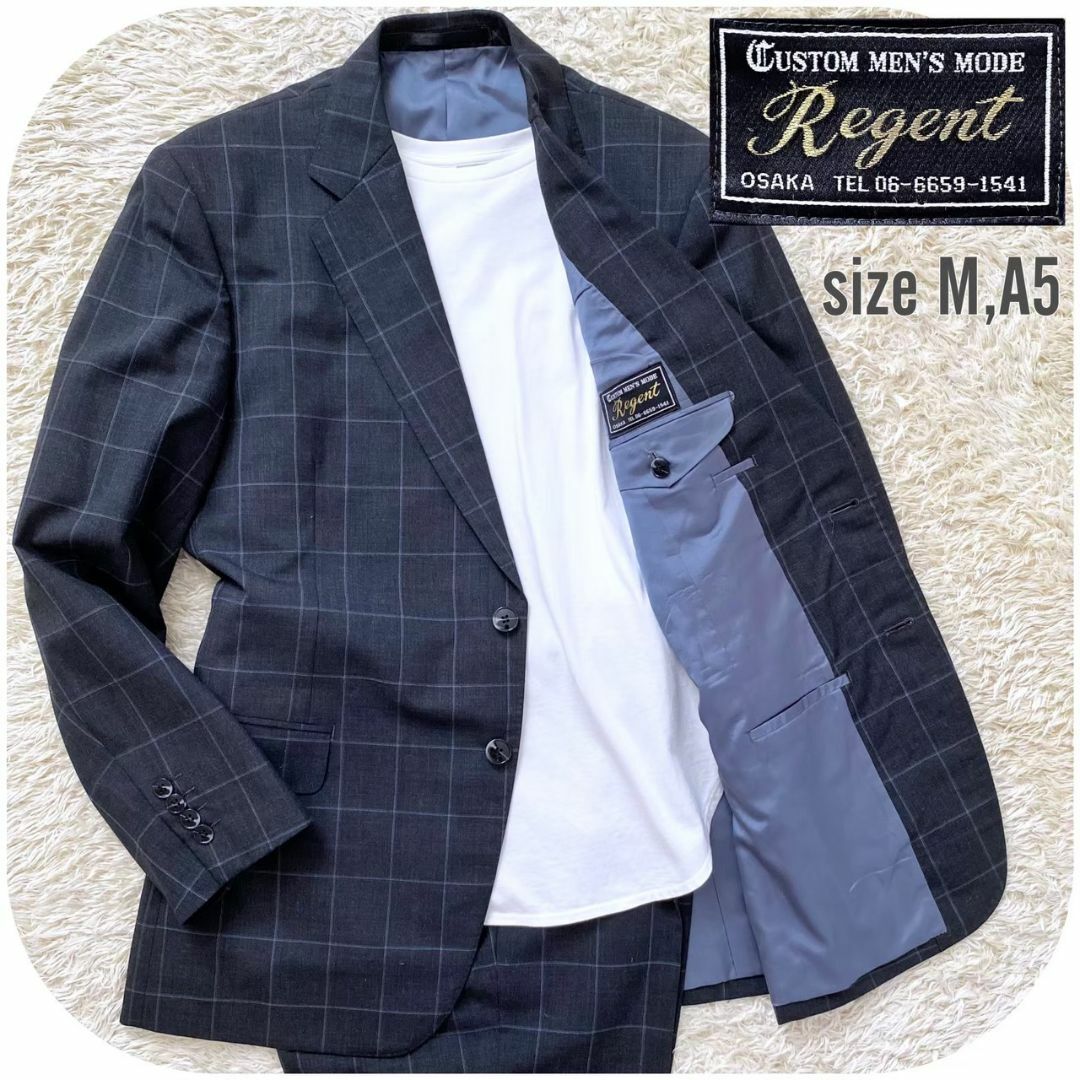 Regent 2Bシングルセットアップスーツ チェック グレー M 通年 メンズ
