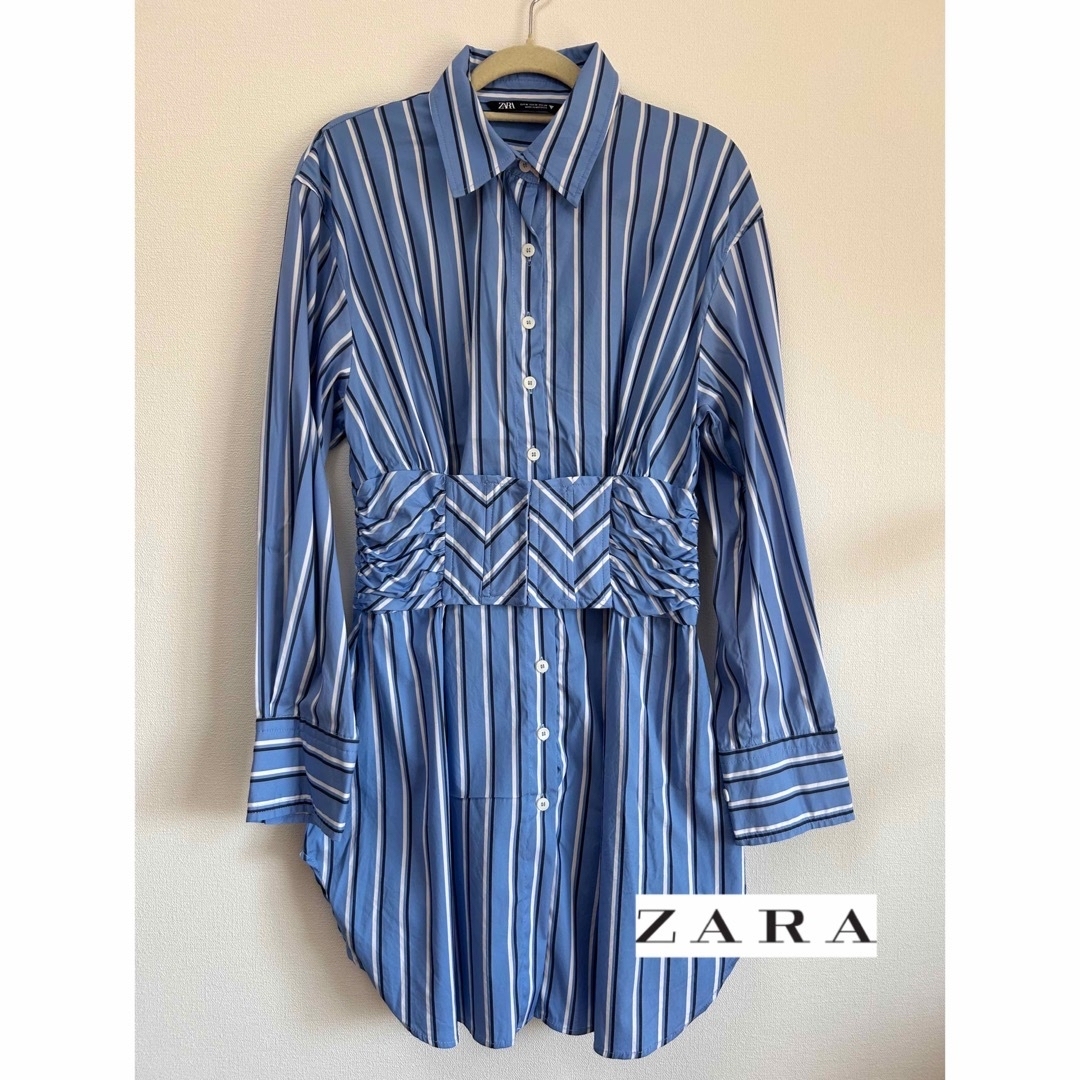 ZARA(ザラ)のZARA ザラ　デザインストライプ　シャツ　サマーニット レディースのトップス(シャツ/ブラウス(長袖/七分))の商品写真