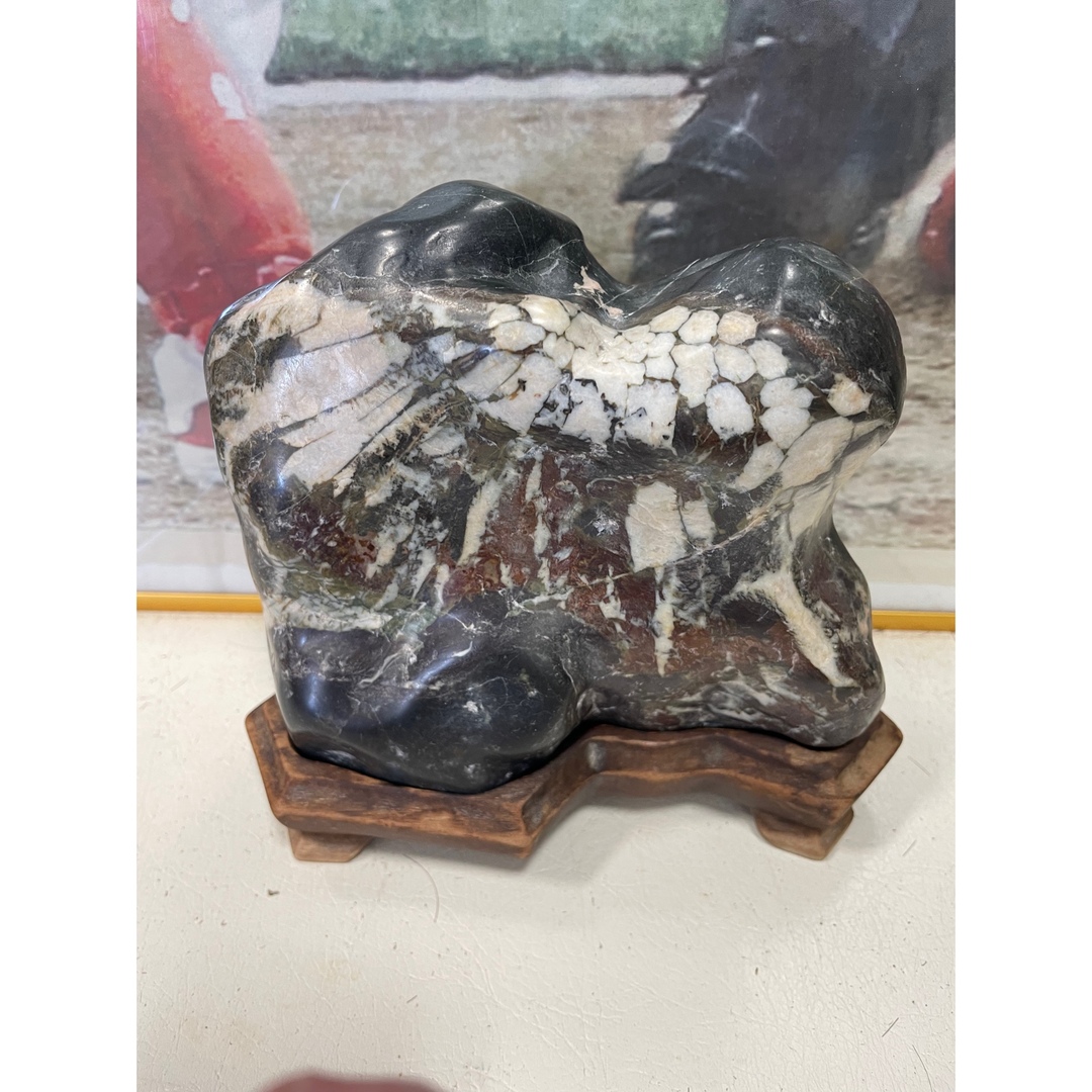 菊花石 古美術 飾石 盆石 自然石 鑑賞石 2479g 紋石原石-
