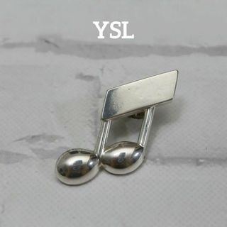 イヴサンローラン(Yves Saint Laurent)の【匿名配送】 YSL イヴ サン ローラン ブローチ シルバー 音符(ブローチ/コサージュ)