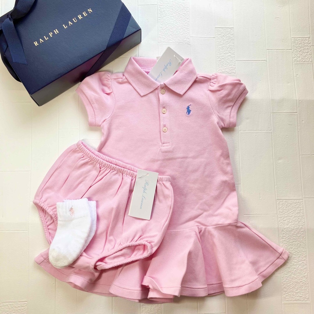 Ralph Lauren - 12m80cm ワンピース 薄ピンク カップケーキ ラルフ