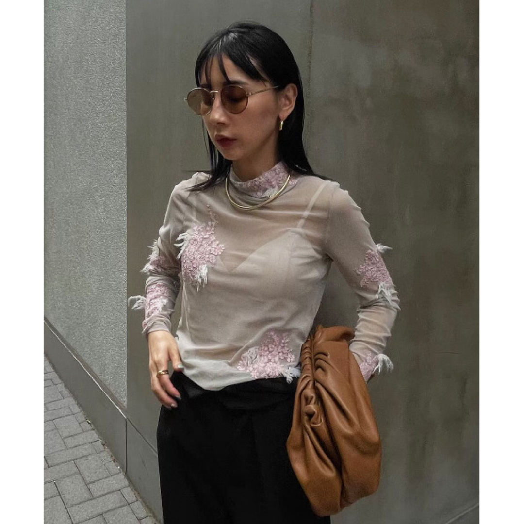 Ameri????UND FUR EMBROIDERY SKIN TOP 美品-