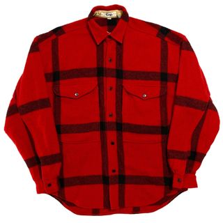 ギャップ(GAP)の80s GAP Windowpane ウールシャツ　赤　チェック　シャツアウター(シャツ)