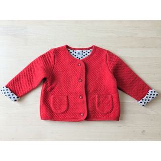 プチバトー(PETIT BATEAU)のカーディガン　赤　75cm(カーディガン/ボレロ)