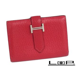 エルメス(Hermes)の▼値下げ▼■美品■　エルメス ベアン ミニ 財布 シェーブル ルージュ □Q 刻 【56635】(財布)