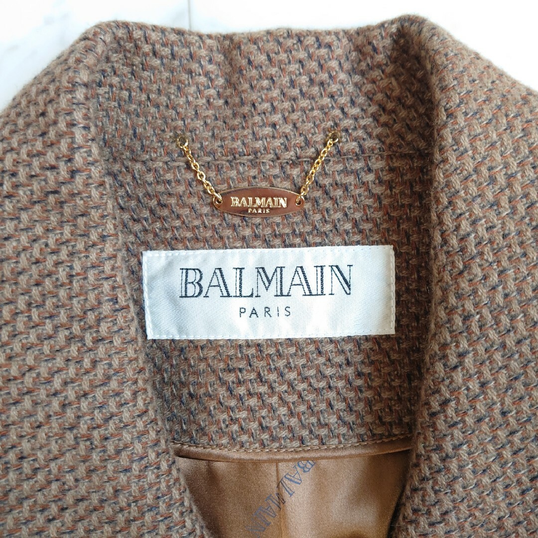 美品♪ バルマン BALMAIN ロングコート カシミヤ・シルク各100% 裏地