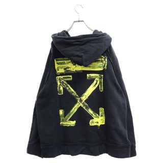 OFF-WHITE オフホワイト Logo Print Drawstring Hoodie バックプリント アースデザイン 地球 プルオーバー スウェット パーカー ブラック OMBB074S21FLE003