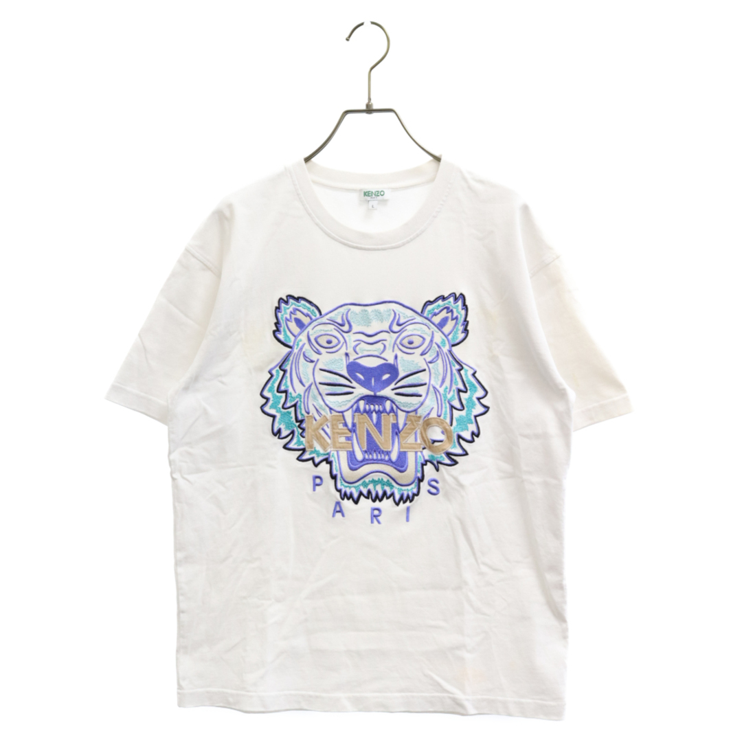KENZO ケンゾー タイガーロゴ刺繍クルーネック半袖Tシャツ ホワイト