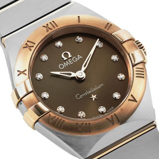 オメガ(OMEGA)の【新品】オメガ OMEGA 腕時計 レディース 131.20.25.60.63.001 コンステレーション マンハッタン クオーツ ブラウンxシルバー/セドナゴールド アナログ表示(腕時計)