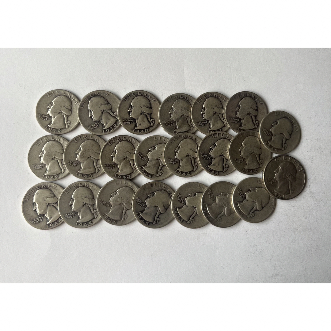 アメリカ　25セント銀貨 22枚 銀貨　アメリカ　ワシントン