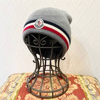 モンクレール(MONCLER)のMONCLER モンクレール ウール ニット帽 ビーニー グレー(ニット帽/ビーニー)