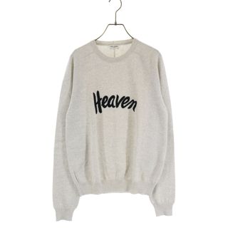 サンローラン(Saint Laurent)のSAINT LAURENT PARIS サンローランパリ Heaven Embroidered Crew Knit フロントロゴ クルーネックニットセーター グレー 504947(ニット/セーター)