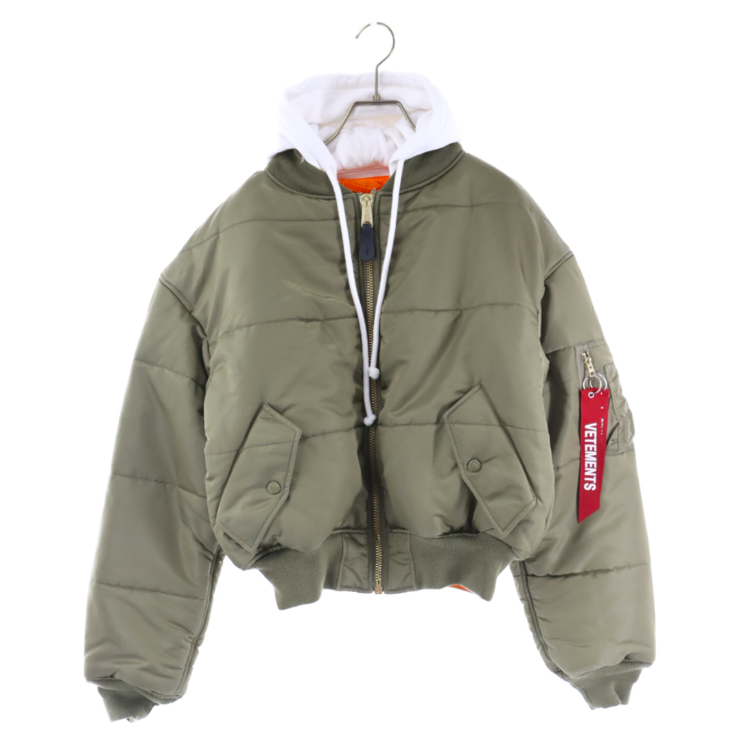 VETEMENTS ヴェトモン 18SS×ALPHAINDUSTRIES WSS18JA24 MA-1 アルファインダストリーズ リバーシブル フーデッド ボンバージャケット ブルゾン カーキ