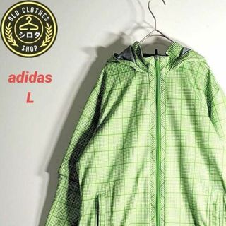 1329 adidas トラックジャケット　バイカラー　グリーン×イエロー　3L