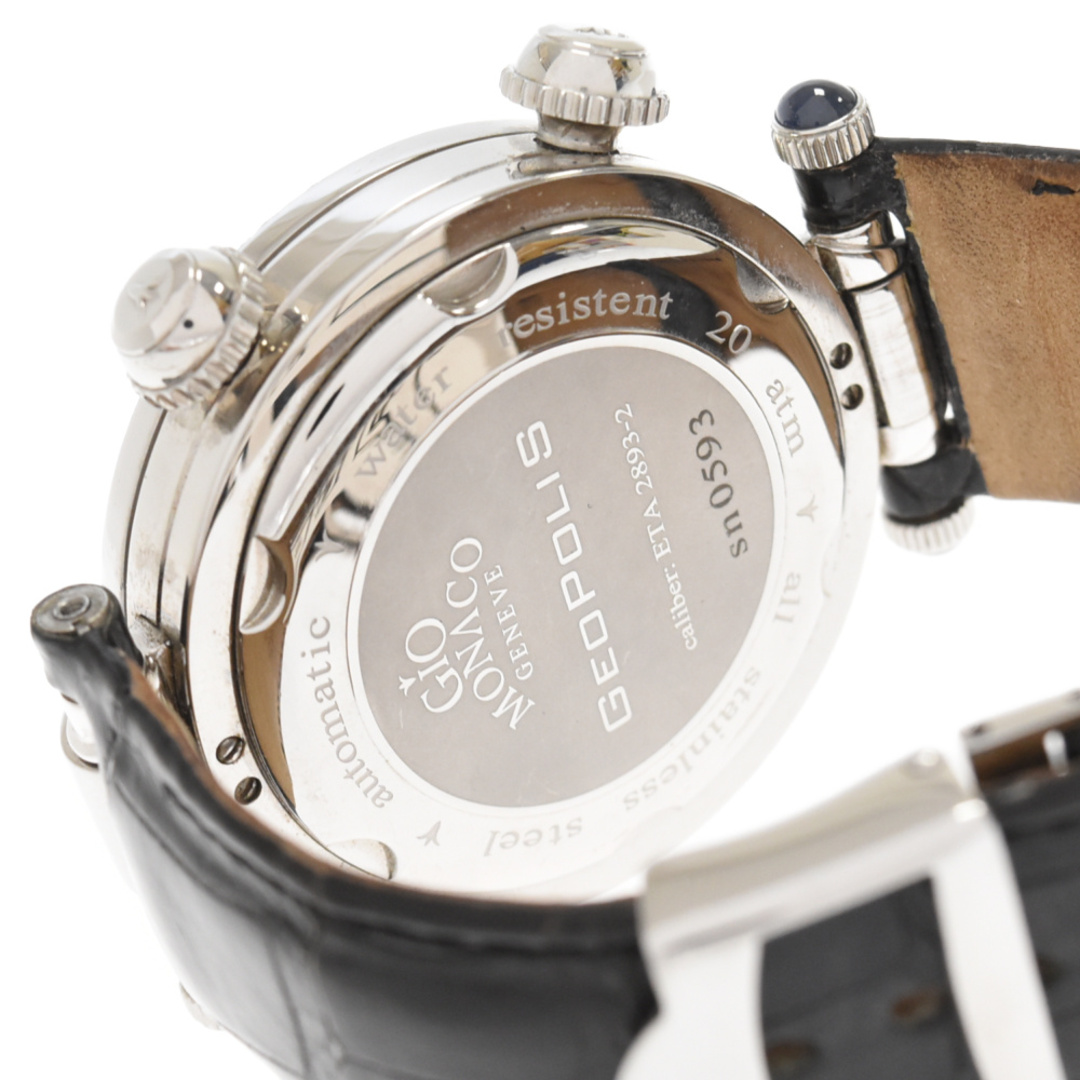 Gio Monaco ジオモナコ GIO POLIS GMT ジオポリス ダイヤベゼル レザーベルト腕時計 ウォッチ 白文字盤
