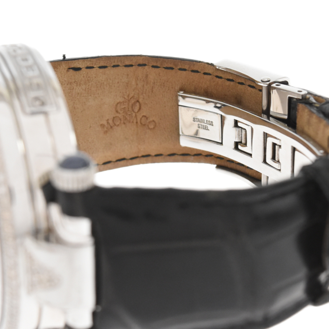 Gio Monaco ジオモナコ GIO POLIS GMT ジオポリス ダイヤベゼル レザーベルト腕時計 ウォッチ 白文字盤