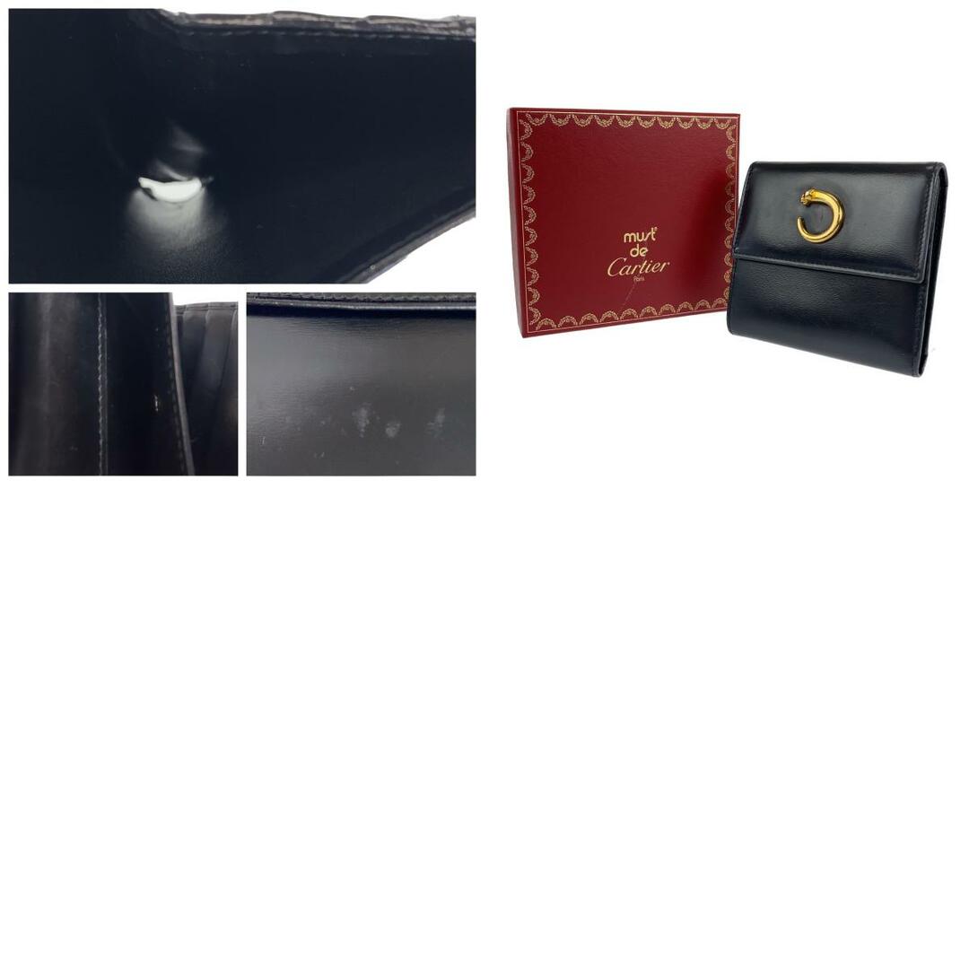 Cartier(カルティエ)のCARTIER カルティエ パンテール ブラック 黒 ゴールド 金 カーフ コンパクトウォレット 財布 レディース 403685 【中古】 レディースのファッション小物(財布)の商品写真