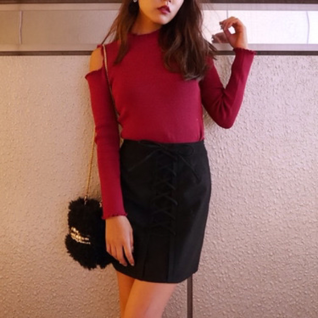 rienda(リエンダ)のrienda♡フリルRIB Knit TOP レディースのトップス(カットソー(長袖/七分))の商品写真