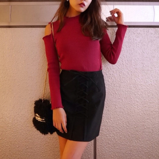 リエンダ(rienda)のrienda♡フリルRIB Knit TOP(カットソー(長袖/七分))