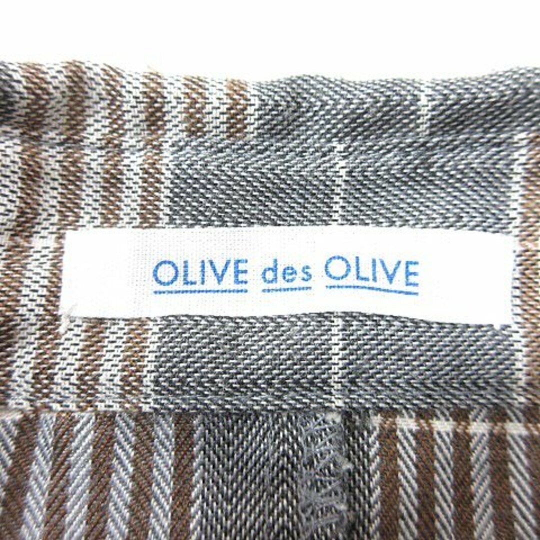 OLIVEdesOLIVE(オリーブデオリーブ)のオリーブデオリーブ シャツ チェック 長袖 オーバーサイズ M グレー ■MO レディースのトップス(シャツ/ブラウス(長袖/七分))の商品写真