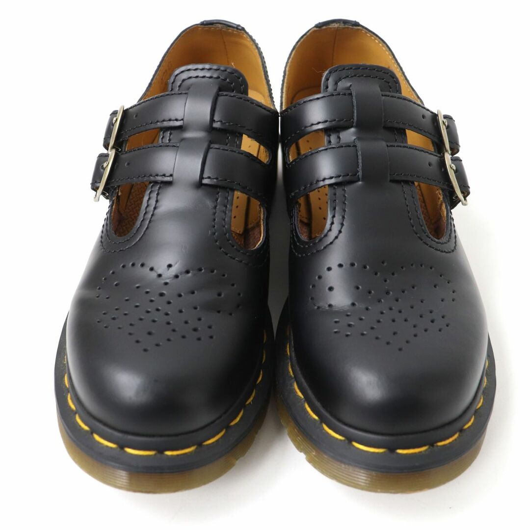 極美品☆Dr.Martens ドクターマーチン 12916 メリージェーン ダブルストラップ イエローステッチ レザーシューズ ブラック レディース UK5