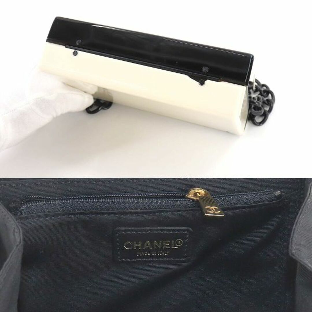 シャネル CHANEL バイカラー チェーン ショルダー バッグ プラスチック ブラック ホワイト ココマーク ヴィンテージ VLP 90185158 7