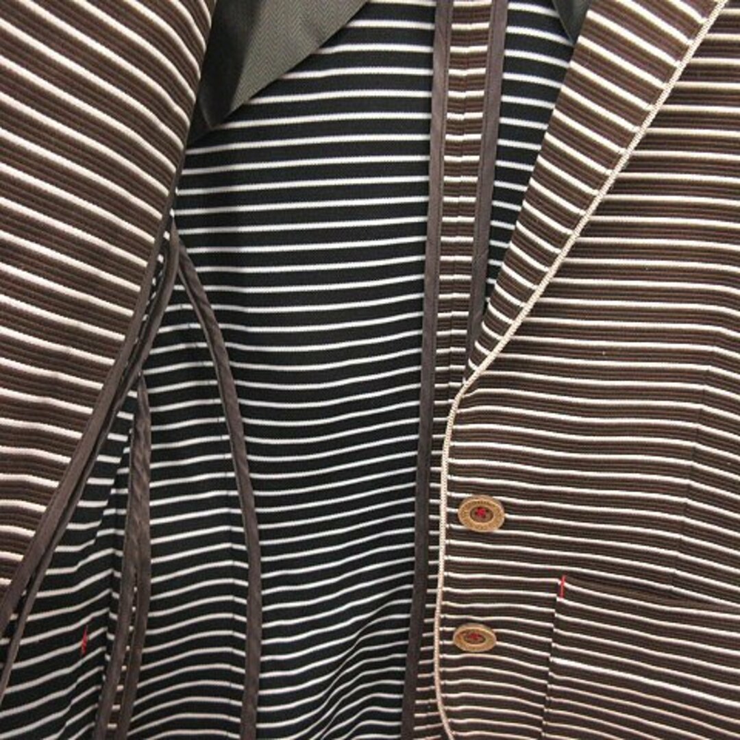 DOUBLE STANDARD CLOTHING(ダブルスタンダードクロージング)のダブルスタンダードクロージング テーラードジャケット ボーダー 背抜き 36 茶 レディースのジャケット/アウター(その他)の商品写真