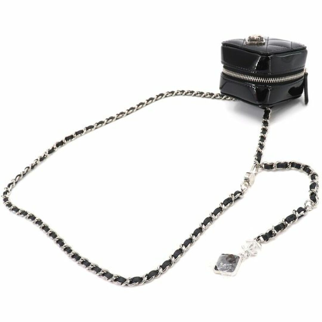 未使用 展示品 シャネル CHANEL マトラッセ ウエスト ポーチ バッグ エナメル レザー ブラック シルバー 金具 VLP 90187835