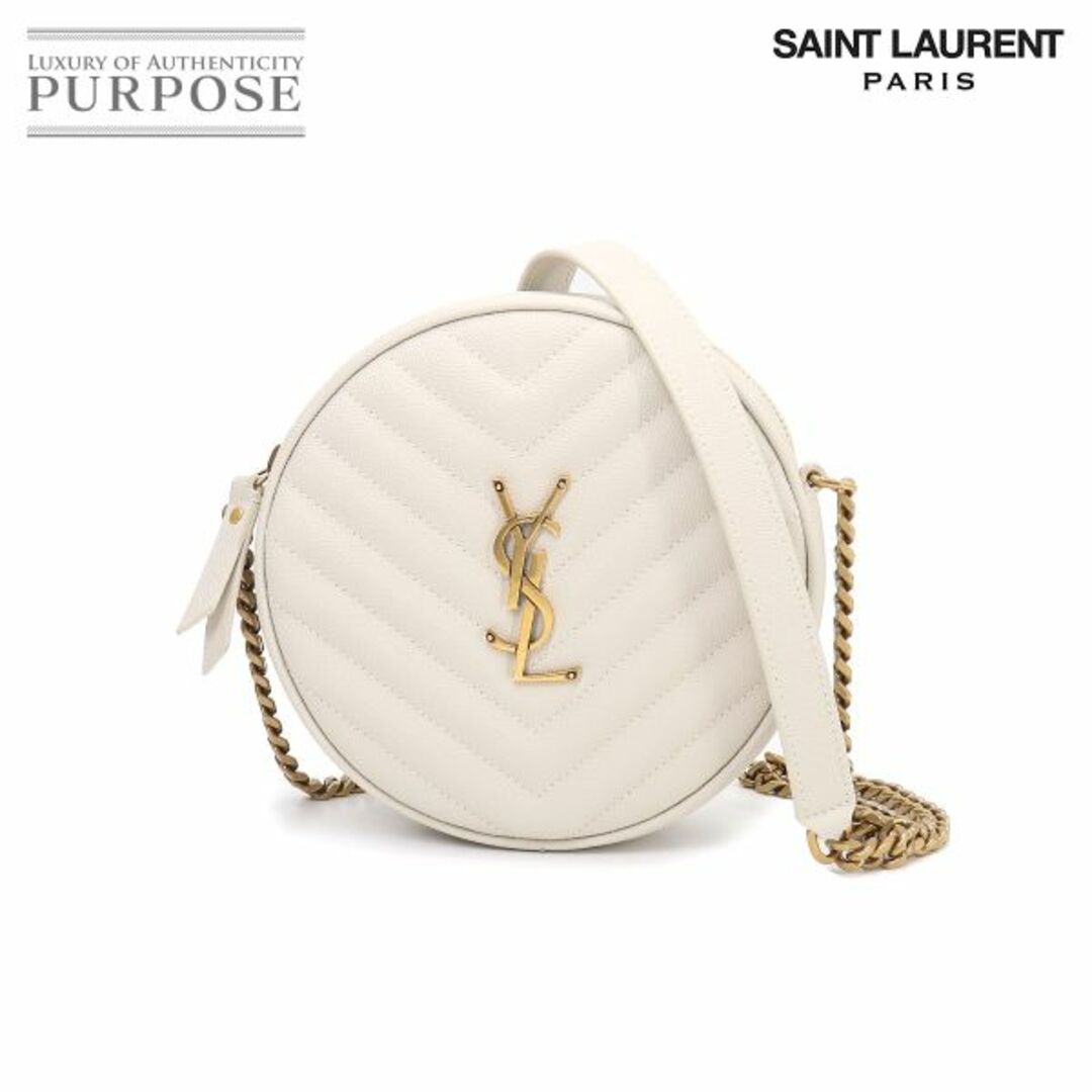 未使用 展示品 サンローラン パリ SAINT LAURENT PARIS ヴィニル チェーン ショルダー バッグ レザー オフホワイト 610436 VLP 90193690