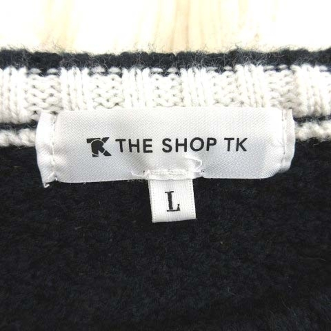THE SHOP TK(ザショップティーケー)のザショップティーケー ミックスニット セーター 長袖 配色切替 総柄 L 紺 メンズのトップス(ニット/セーター)の商品写真