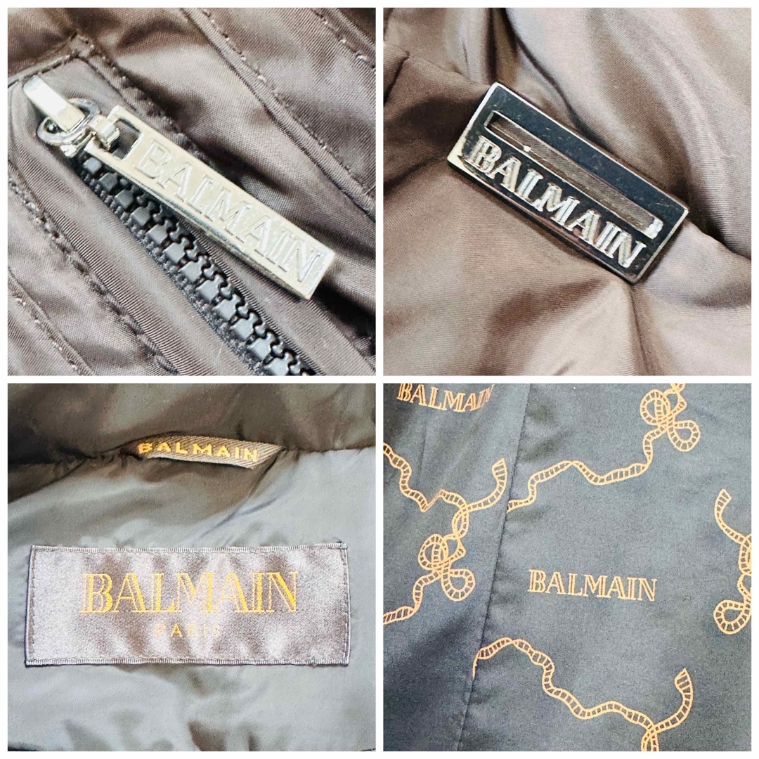 BALMAIN(バルマン)の凛ちゃん様専用　バルマン　ダウンコート　ブルーフォックス　ファー　L ブラウン レディースのジャケット/アウター(ダウンコート)の商品写真