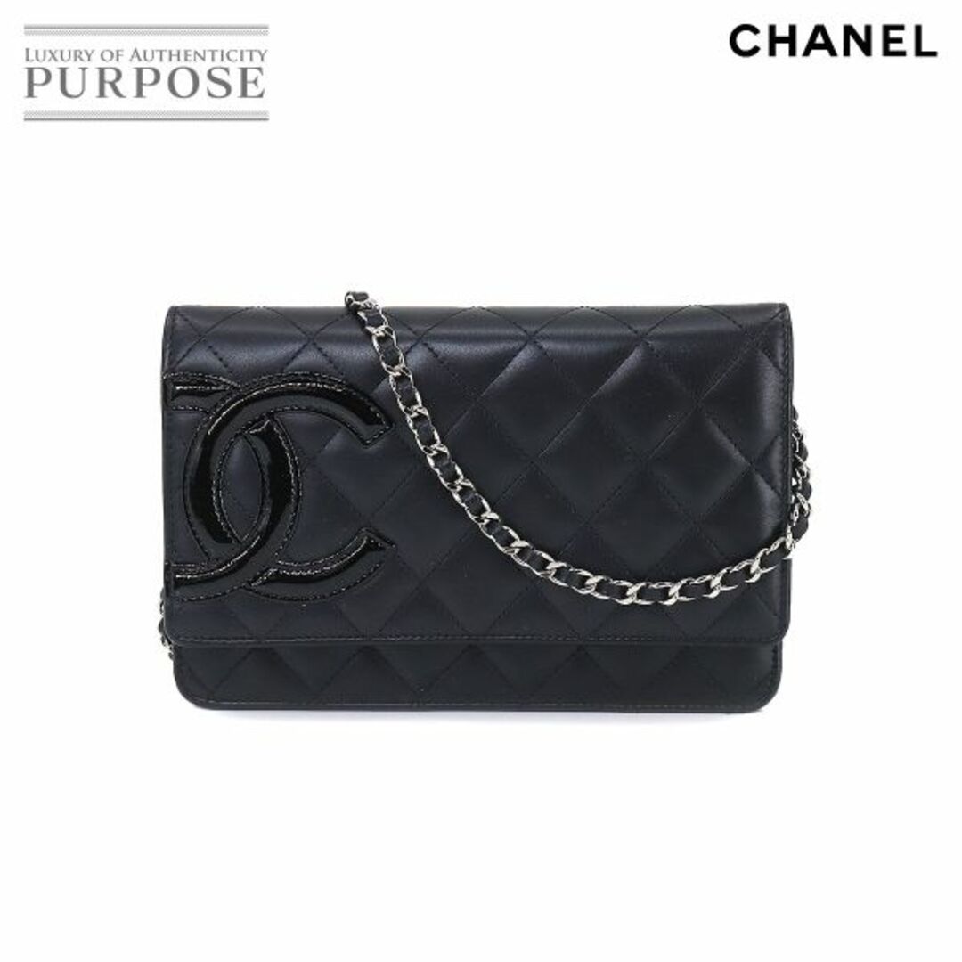 未使用 展示品 シャネル CHANEL カンボンライン チェーン ウォレット 二つ折り 長財布 レザー エナメル ブラック A46646 VLP 90197100