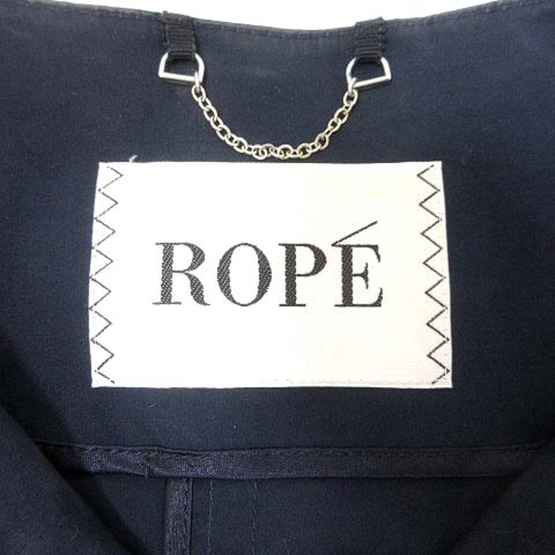 ROPE’(ロペ)のROPE ノーカラージャケット ジップアップ 長袖 麻混 リネン混 38 紺 レディースのジャケット/アウター(その他)の商品写真