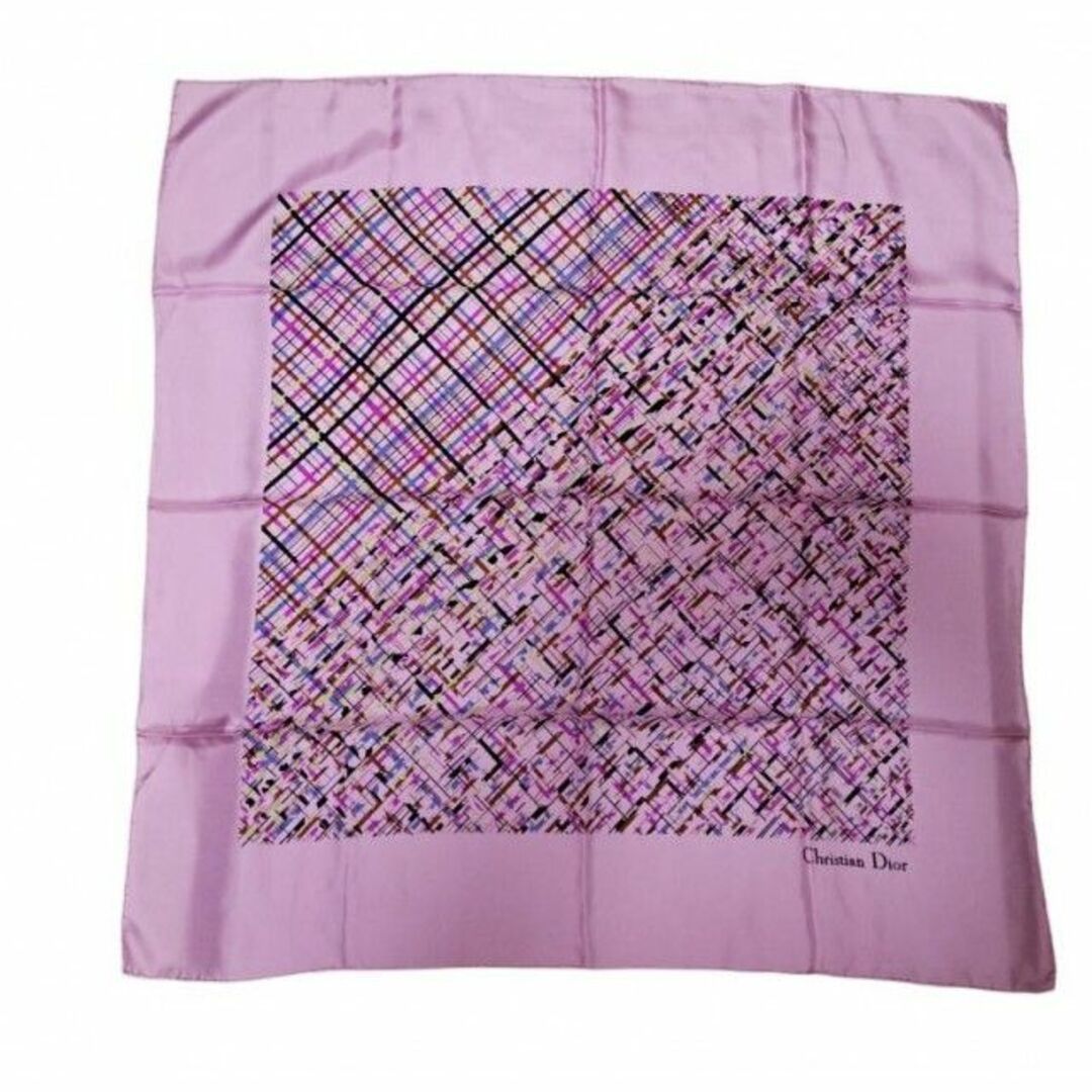 クリスチャンディオール 大判 スカーフ ピンク ロゴ ライトパープル 絹スカーフ付属品