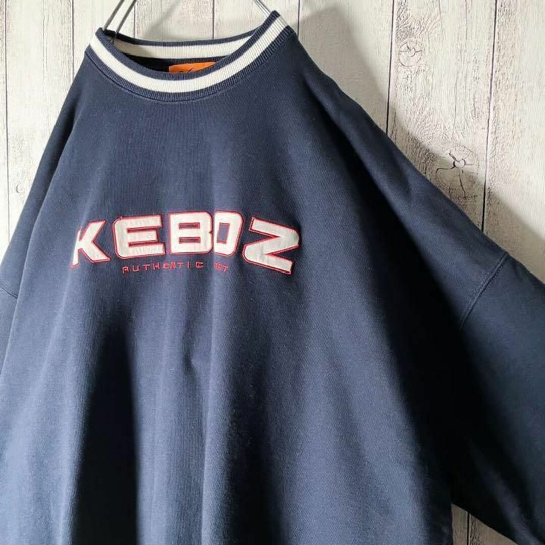 【極美品  XL】ケボズ Keboz 刺繍 ラインリブ スウェット コムドット